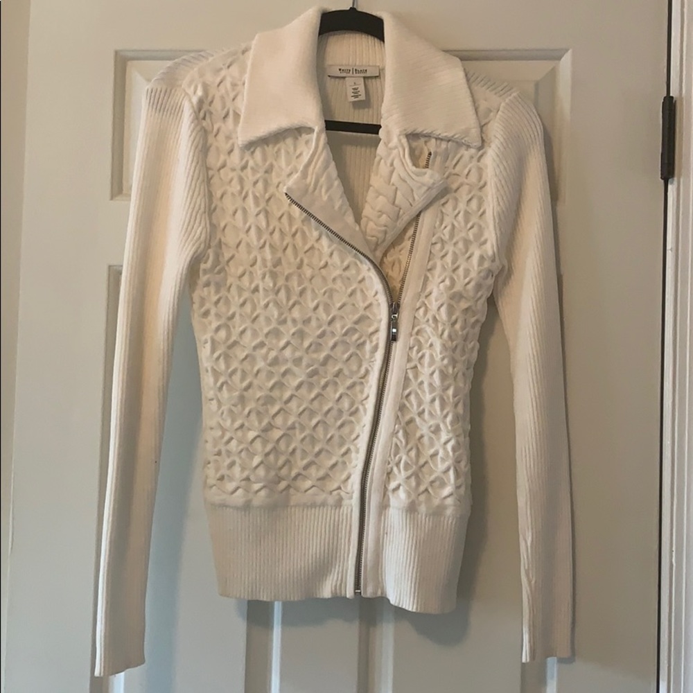 White zip up sweater